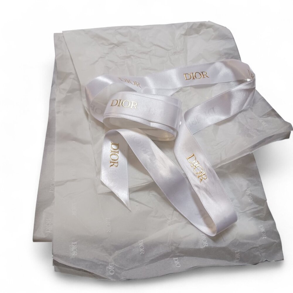 Dior White 80" Ribbon w/ Gold Lettering + Dior Tissue Paper Set